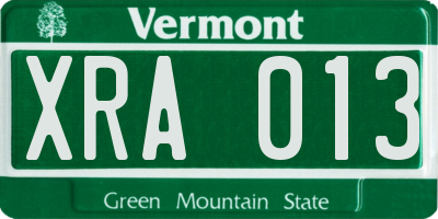 VT license plate XRA013