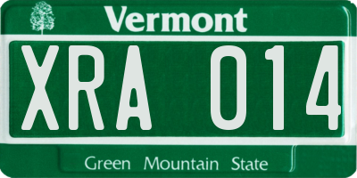 VT license plate XRA014