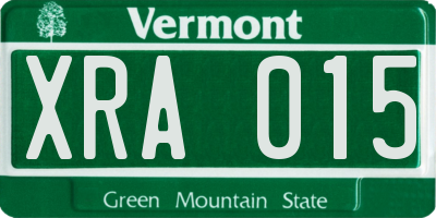 VT license plate XRA015
