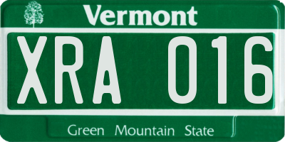 VT license plate XRA016