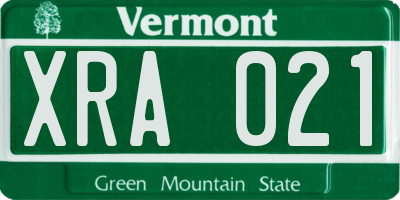 VT license plate XRA021