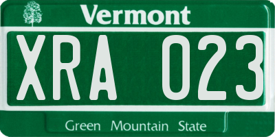 VT license plate XRA023
