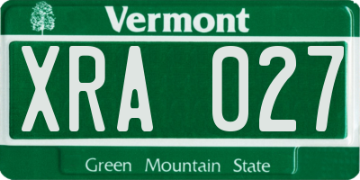 VT license plate XRA027