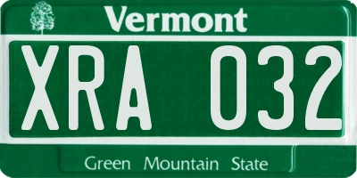 VT license plate XRA032