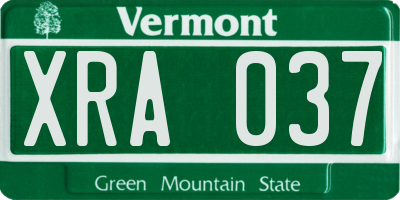 VT license plate XRA037