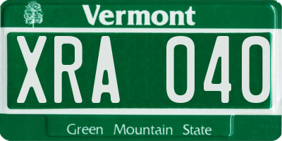 VT license plate XRA040