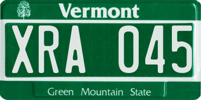 VT license plate XRA045