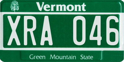 VT license plate XRA046