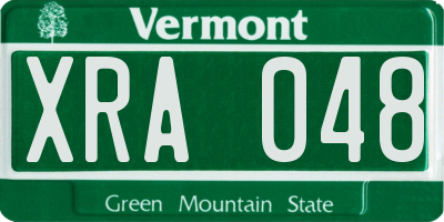 VT license plate XRA048