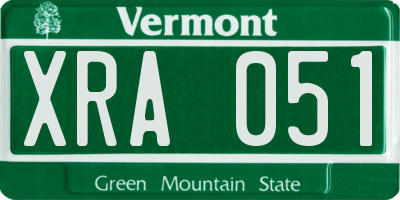VT license plate XRA051