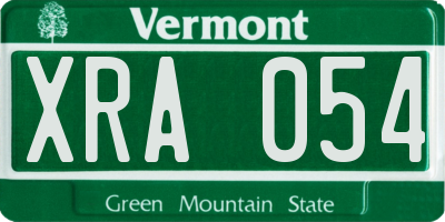 VT license plate XRA054