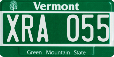 VT license plate XRA055
