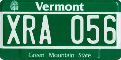 VT license plate XRA056
