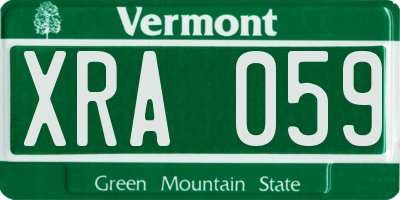 VT license plate XRA059