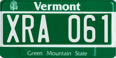 VT license plate XRA061