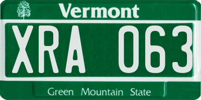 VT license plate XRA063
