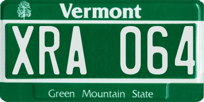 VT license plate XRA064
