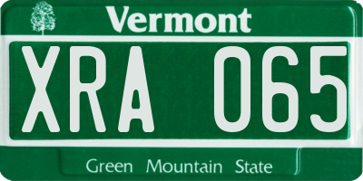 VT license plate XRA065
