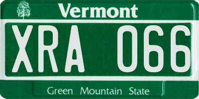 VT license plate XRA066