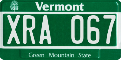 VT license plate XRA067