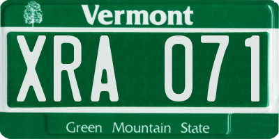 VT license plate XRA071
