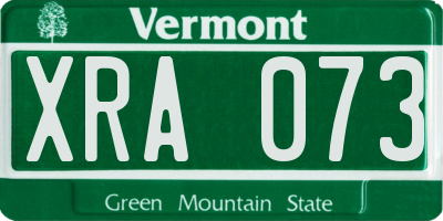 VT license plate XRA073
