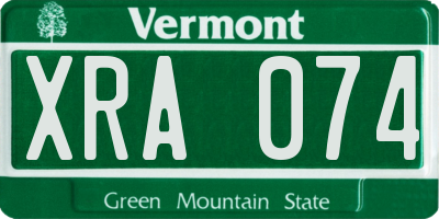 VT license plate XRA074