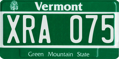 VT license plate XRA075