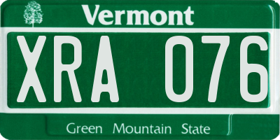 VT license plate XRA076