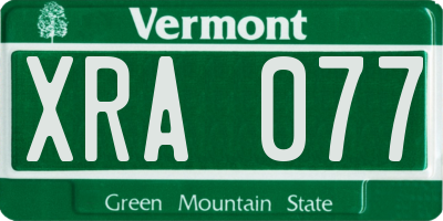 VT license plate XRA077