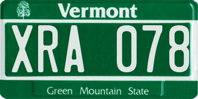 VT license plate XRA078