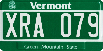 VT license plate XRA079