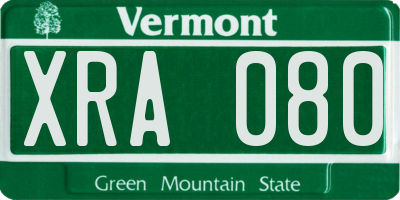 VT license plate XRA080