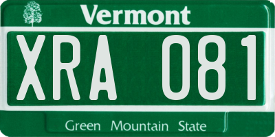 VT license plate XRA081
