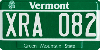 VT license plate XRA082
