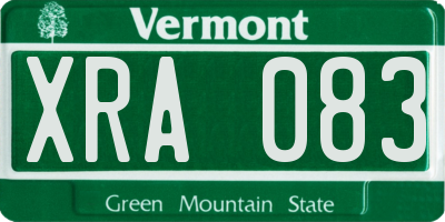 VT license plate XRA083
