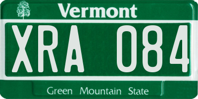 VT license plate XRA084