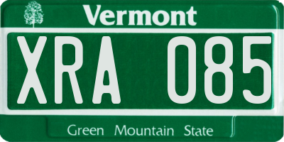 VT license plate XRA085
