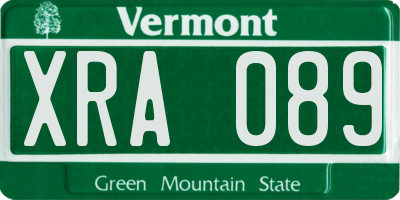 VT license plate XRA089