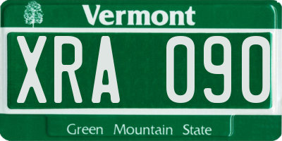 VT license plate XRA090