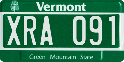 VT license plate XRA091