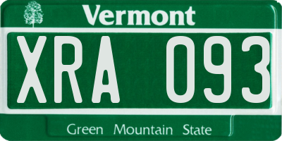 VT license plate XRA093