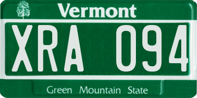 VT license plate XRA094