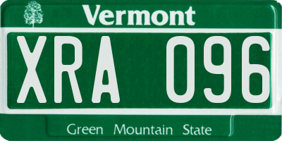 VT license plate XRA096