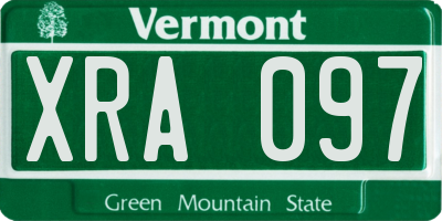 VT license plate XRA097