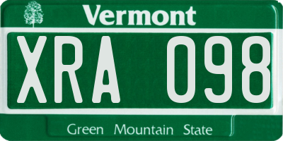 VT license plate XRA098