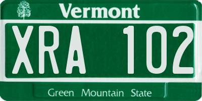 VT license plate XRA102