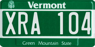 VT license plate XRA104