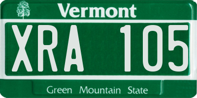 VT license plate XRA105