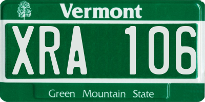 VT license plate XRA106